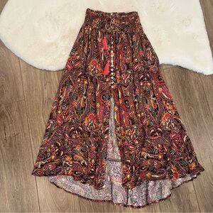 Cynthia Rowley Bohemian Paisley Hi Lo Maxi Skirt Size Small